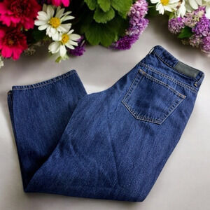 TOPSHOP BOUTIQUE Dark Wash High-Waisted Boyfriend Jeans Sz 8 Straight Leg